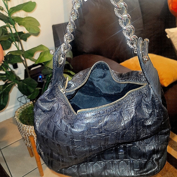 CH Carolina Herrera Monogram Embossed Leather Chain Hobo - Picture 7 of 7